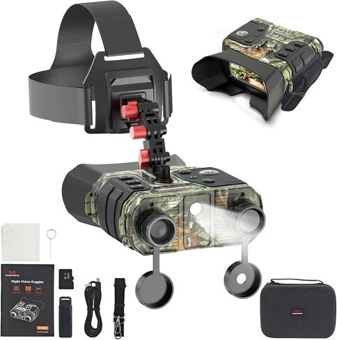 3280 ft Full-Color Vision Night Vision Binoculars with 48MP Photo | 1300ft IR Distance, 3" HD Screen, 10X Optical Zoom, 5000mAh Battery, Binoculars for Wildlife Observation, Gifts for Men in Saudi Arabia