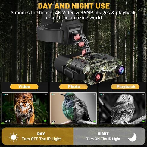 3280 ft Full-Color Vision Night Vision Binoculars with 48MP Photo | 1300ft IR Distance, 3" HD Screen, 10X Optical Zoom, 5000mAh Battery, Binoculars for Wildlife Observation, Gifts for Men in Saudi Arabia