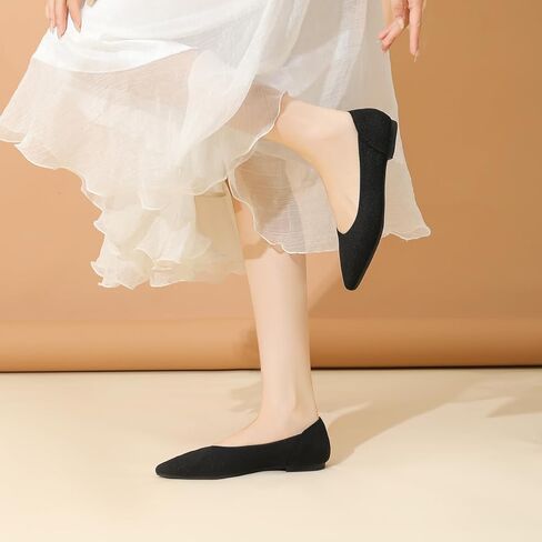 أحذية نسائية مسطحة بمقدمة مدببة منسوجة باليه مريحة وأنيقة سهلة الارتداء على شكل جلد الفهد in Kuwait