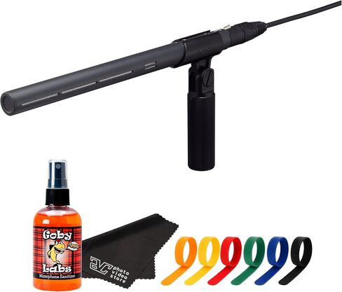 ميكروفون Sony ECM-678/9X - ميكروفون احترافي بمكثف إلكتريت XLR بتصميم منخفض الضوضاء - مثالي للأفلام والبث والتسجيل الميداني + روابط الكابلات + قطعة قماش من الألياف الدقيقة + منظف الميكروفون in Saudi Arabia