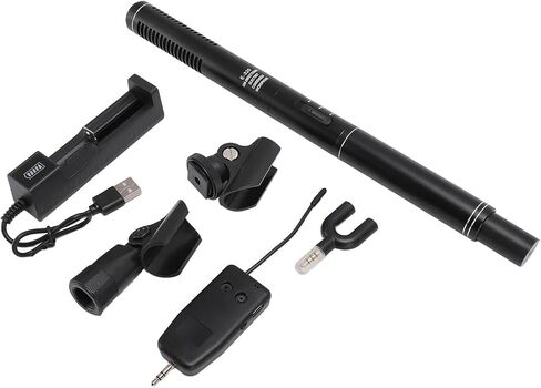 Dpofirs Photography Microphone, 11 Inch Professional Clear Sound High Sensitivity Black Condenser Interview Mic 2.4G Wireless for Live Streaming in Saudi Arabia