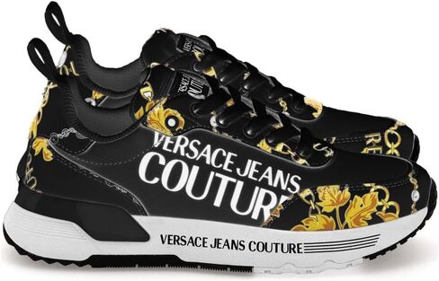 حذاء رياضي نسائي من VERSACE JEANS COUTURE أسود مكتنز بطباعة باروكية in Saudi Arabia