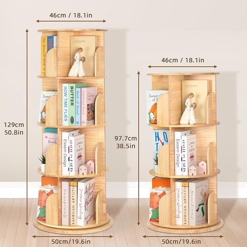 OOOK 3 Tier Rotating Bookshelf Tower, Montessori Bookshelf Storage Rack with Kids, Large Chassis 360 Display for Small Space, Kids Room, Nursery in Saudi Arabia