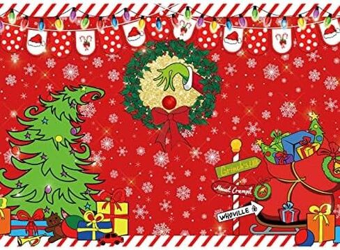 Maijoeyy 10x6.5ft Merry Grinchmas خلفية حمراء عيد الميلاد خلفية شجرة عيد الميلاد الثلوج الشتاء خلفية إشارة لعيد الميلاد عائلة حفلة صور استوديو الدعامة in Kuwait