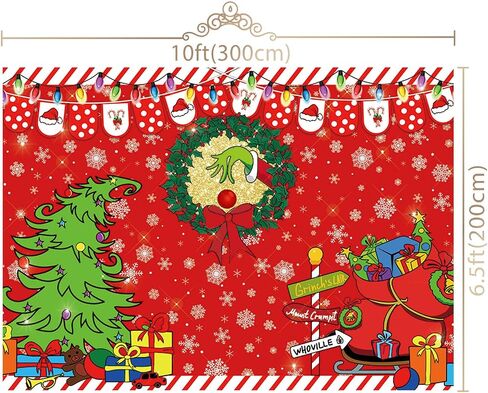 Maijoeyy 10x6.5ft Merry Grinchmas خلفية حمراء عيد الميلاد خلفية شجرة عيد الميلاد الثلوج الشتاء خلفية إشارة لعيد الميلاد عائلة حفلة صور استوديو الدعامة in Kuwait