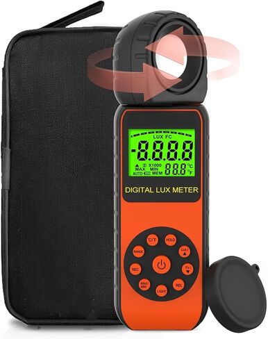 مقياس الإضاءة، مقياس الإضاءة، عرض القيمة القصوى للضوء 3999 (النطاق: 1-400,000Lux) تخزين بيانات المستشعر المستدير بزاوية 270 درجة in Saudi Arabia