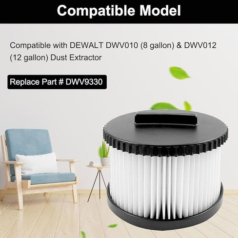 حزمة من 2 فلتر HEPA بديل DWV9330 من MZY LLC لجهاز DEWALT DWV010 8 جالون وDWV012 12 جالون لمستخرج الغبار، الجزء # DWV9330 in Kuwait