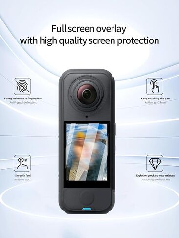 واقي شاشة لكاميرا Insta360 X4 الهوائية، فيلم PMMA عالي الدقة مقاوم للخدش، شفاف عالي الدقة، مناسب تمامًا وخالي من الفقاعات مع مجموعة تركيب سهلة، عبوتان. in Kuwait
