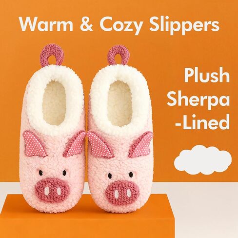 Snoozies Animal Slipper Socks for Women, Fuzzy Slippers Soft Non-Slip with Sherpa Lining, Cute Slippers in Saudi Arabia
