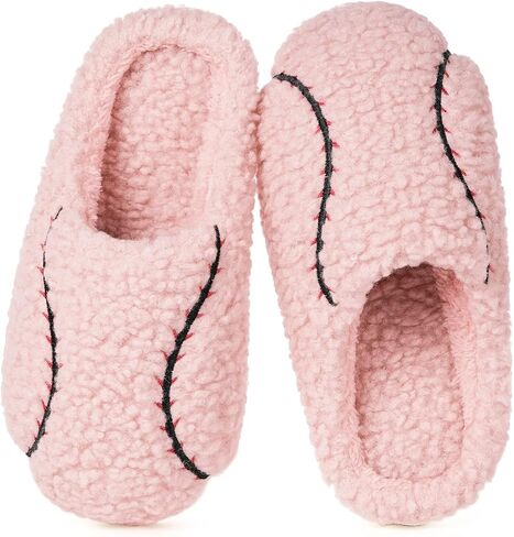 Womens Mens Ball Sports Slippers Winter Warm Plush Lined House Shoes Memory Foam Cozy Slip On Indoor Home Bedroom Slippers with Non Slip Sole in Saudi Arabia