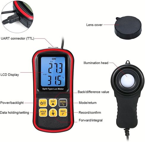 Digital BT Photometer Luxmeter Split Type LCD Illuminometer Portable Light Meter Connection Mobile App Data Hold Mode in Saudi Arabia