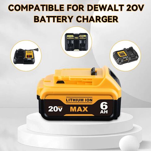 DCB200 6.0Ah Lithium Battery Replacement for Dewalt 20V Max Battery DCB200 DCB201 DCB203 DCB204 DCB206 DCB180 DCD/DCF/DCG Series Cordless Tools 2Pack in Saudi Arabia