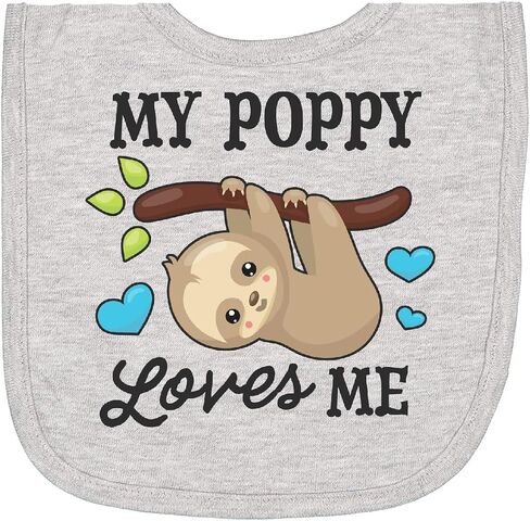 inktastic My Poppy Loves Me with Sloth and Hearts Newborn Bib in Saudi Arabia