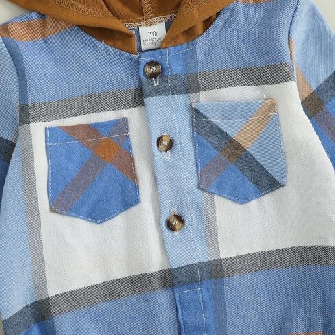 Douhoow Baby Boy Hooded Romper Long Sleeve Boy Plaid Hoodies Baby Jacket Infant Fall Winter Festival Clothes in Kuwait