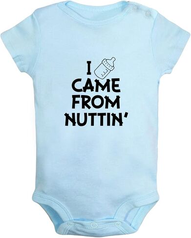IDzn Babies I Came From Nuttin' رومبير مضحك لحديثي الولادة، جمبسوت للأطفال من عمر 0 ​​إلى 24 شهرًا، ملابس أطفال قطنية برسومات in Saudi Arabia