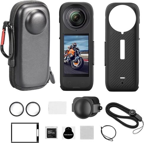 مجموعة الملحقات الواقية للكاميرا JasonMighty For Insta 360 X4 تتضمن حافظة الكاميرا/حافظة السيليكون/واقيات العدسة/زجاج مقسى للشاشة/أجزاء حماية in Kuwait