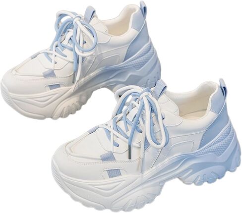 Women's Y2K Cloud Walker Platform Sneakers Cute Pastel Chunky Dad Shoes | Teen Girls Korean Ulzzang Fashion | Extra Height Blue/Pink Gradient Aesthetic in Saudi Arabia