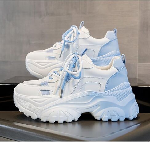 Women's Y2K Cloud Walker Platform Sneakers Cute Pastel Chunky Dad Shoes | Teen Girls Korean Ulzzang Fashion | Extra Height Blue/Pink Gradient Aesthetic in Saudi Arabia