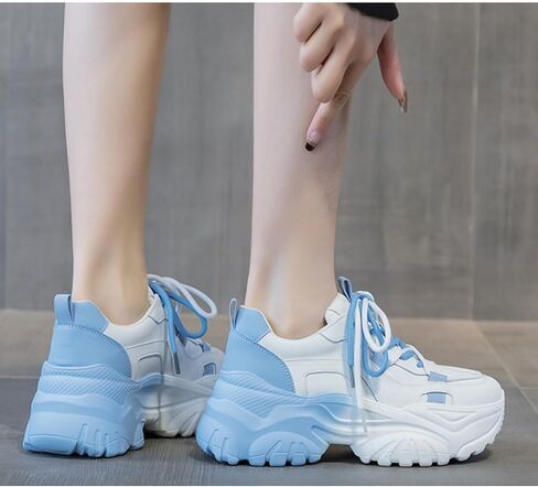 Women's Y2K Cloud Walker Platform Sneakers Cute Pastel Chunky Dad Shoes | Teen Girls Korean Ulzzang Fashion | Extra Height Blue/Pink Gradient Aesthetic in Saudi Arabia