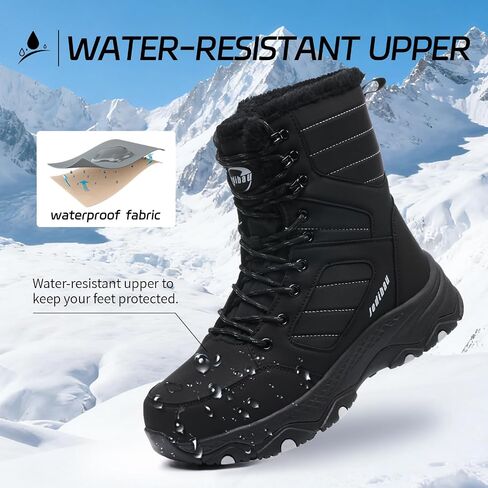 Snow Boots for Women Waterproof Mid-Calf Booties Winter Hiking Boot Durable Warm Fur Lined Boot Non-Slip Warm Climbing Shoes Walking, Cold Weather in Saudi Arabia