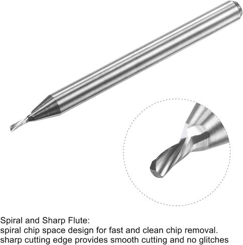 End Mill CNC Router Bit, 1/8" 3.175mm Shank 1mm x 3mm Left Hand Carbide Single Flute Spiral Upcut Milling Cutter for Carving Acrylic PVC MDF Hardwood in Saudi Arabia
