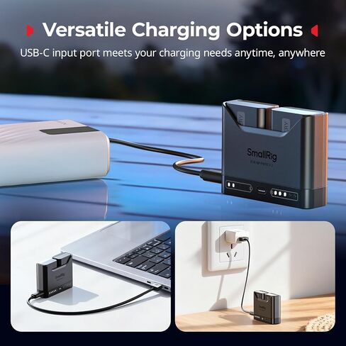 شاحن بطارية SMALLRIG NP-FW50 لسوني، شاحن كاميرا ثنائي الفتحة 2 ساعة مع منفذ USB-C 11 وات، متوافق تمامًا مع Sony A6000 A6100 A6300 A6400 ZV-E10 A7 A7S A7R A7SII A7RII A5000 A5100 ILCE-QX1 in Saudi Arabia