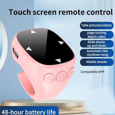 Tangxi Phone Scrolling Ring Remote Control، أداة تحويل الصفحات اللاسلكية لكاميرا الهاتف اللوحي، بلوتوث 5.3 ماوس حلقة إصبع هوائية مع لوحة لمس (أسود) in Kuwait