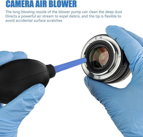 Silicone Air Blower Dust Cleaner with Long Nozzle and Microfiber Cloth for Camera Lens LCD Screens and Sensors Portable Handheld Dust Blower Pump for DSLR and Optical Devices in Saudi Arabia
