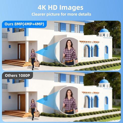كاميرات مراقبة تعمل بالطاقة الشمسية بدقة 4K، لاسلكية في الهواء الطلق، 5 جيجا هرتز/2.4 جيجا هرتز واي فاي 360 درجة كاميرات PTZ لأمن المنزل مع تتبع تلقائي للإنسان، صفارة الإنذار، رؤية ليلية ملونة، محادثة ثنائية الاتجاه، IP66، عدسة مزدوجة in Kuwait