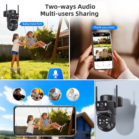 كاميرات مراقبة تعمل بالطاقة الشمسية بدقة 4K، لاسلكية في الهواء الطلق، 5 جيجا هرتز/2.4 جيجا هرتز واي فاي 360 درجة كاميرات PTZ لأمن المنزل مع تتبع تلقائي للإنسان، صفارة الإنذار، رؤية ليلية ملونة، محادثة ثنائية الاتجاه، IP66، عدسة مزدوجة in Kuwait