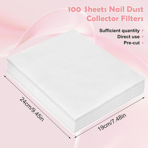 100 Sheets Nail Dust Collector Sheets,Disposable Nail Dust Filters,Dust Collector Filter for Most of Nails Dusts Collector Machine Spa Salon Tech Nails Supplies Accessories(White) in Saudi Arabia