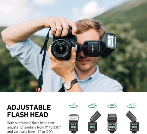 فلاش كاميرا Godox TT520III Speedlite مع جهاز إرسال لاسلكي RT-16، 400 ومضة طاقة كاملة، إعادة تدوير 1.8 ثانية، GN33 متوافق مع Canon Sony Nikon Fuji Olympus Panasonic in Saudi Arabia