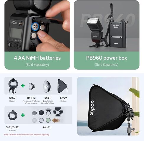 فلاش كاميرا Godox TT520III Speedlite مع جهاز إرسال لاسلكي RT-16، 400 ومضة طاقة كاملة، إعادة تدوير 1.8 ثانية، GN33 متوافق مع Canon Sony Nikon Fuji Olympus Panasonic in Saudi Arabia
