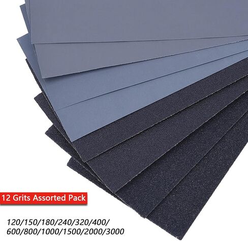 24PCS Sand Paper 12 Grits Assorted Pack Sanding Sheet for Wood, Furniture Polish, Metal Polish, 9 x 3.6 Inch Wet Dry Sandpaper in Saudi Arabia