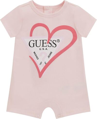 GUESS Unisex Eco Stretch Jersey Romper, Ballet Pink, 12 Months in Saudi Arabia