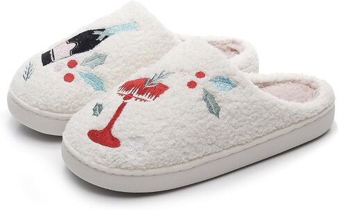 Slippers for Women Men Christmas Wine Glass Warm Couple House Shoes in Saudi Arabia