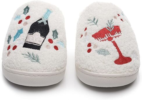 Slippers for Women Men Christmas Wine Glass Warm Couple House Shoes in Saudi Arabia