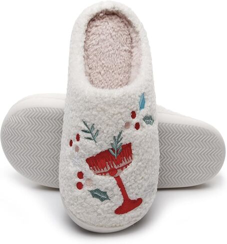 Slippers for Women Men Christmas Wine Glass Warm Couple House Shoes in Saudi Arabia