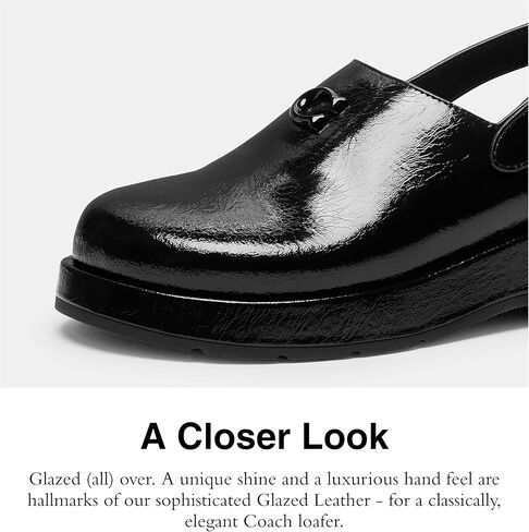 Coach Women's Sculpted C Platform Clog in Glazed Leather, Black, 6 in Saudi Arabia