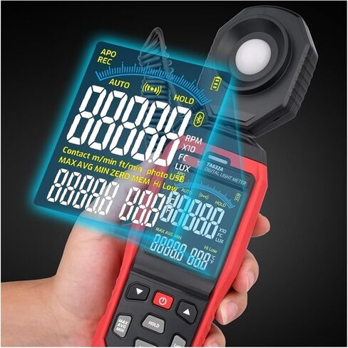 TA632A TA632B مقياس الضوء الرقمي مستشعر التصوير الفوتوغرافي Luxmeter القابل للفصل مقياس الإضاءة Lux/FC جهاز قياس الضوء البيئي (اللون: TA632A 200000Lux) in Saudi Arabia
