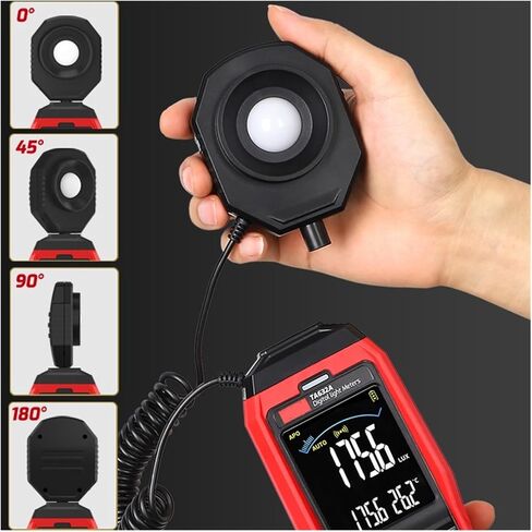 TA632A TA632B مقياس الضوء الرقمي مستشعر التصوير الفوتوغرافي Luxmeter القابل للفصل مقياس الإضاءة Lux/FC جهاز قياس الضوء البيئي (اللون: TA632A 200000Lux) in Saudi Arabia