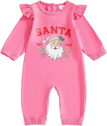 Baby Girl Christmas Outfit Santa Baby Knit Sweatshirt Romper Onesie Jumpsuit Cute Infant Fall Winter Clothes in Saudi Arabia