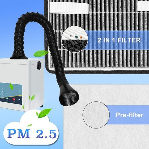 مجموعة مرشحات قابلة للاستبدال متوافقة مع مستخرج دخان اللحام FumeClear FC2001A، 5 قطع مرشحات مسبقة و2 قطعة 2 في 1 فلتر هيبا عالي الكفاءة بقشرة جوز الهند من الكربون المنشط الرئيسي in Saudi Arabia