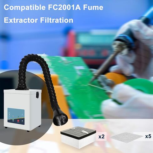 مجموعة مرشحات قابلة للاستبدال متوافقة مع مستخرج دخان اللحام FumeClear FC2001A، 5 قطع مرشحات مسبقة و2 قطعة 2 في 1 فلتر هيبا عالي الكفاءة بقشرة جوز الهند من الكربون المنشط الرئيسي in Saudi Arabia