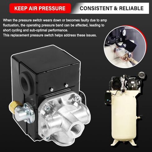 23474570 Pressure Switch Two Stage Compressor 135-175 PSI Fit for Ingersoll-Rand Air Compressor Pressure Switch 2340, 2475, 2545, 7100 W/Unloader and On/Off in Saudi Arabia