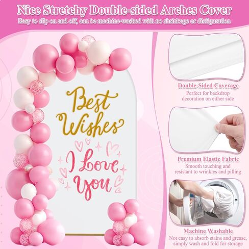 Arch Backdrop Stand and Cover Set, Metal Arch Stand with Rich Balloon Tool for Wedding Birthday Baby Shower Graduation Event Balloon Flowers Decor, Easy to Assemble (7.2FT & 6FT, White) in Saudi Arabia