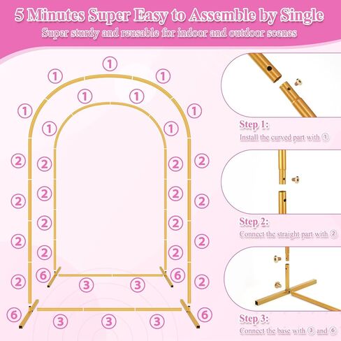Arch Backdrop Stand and Cover Set, Metal Arch Stand with Rich Balloon Tool for Wedding Birthday Baby Shower Graduation Event Balloon Flowers Decor, Easy to Assemble (7.2FT & 6FT, White) in Saudi Arabia