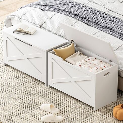 GarveeHome 47.2 في صندوق تخزين، مقعد تخزين خشبي مع مفصلات أمان، سهل التجميع، مقعد أحذية كبير للمدخل، غرفة المعيشة، غرفة النوم in Kuwait