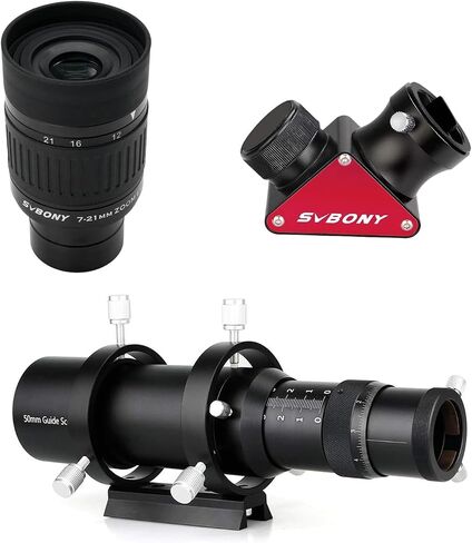SVBONY SV135 Zoom Eyepiece 40-57 Degree FOV with SV188P Dielectric Mirror Star Diagonal Bundle with SV106 Guide Scope 50mm with Helical Focuser Finder for Astronomical Telescope in Saudi Arabia
