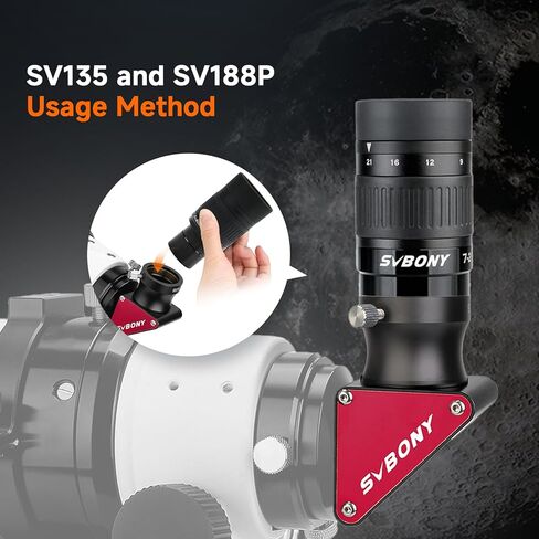 SVBONY SV135 Zoom Eyepiece 40-57 Degree FOV with SV188P Dielectric Mirror Star Diagonal Bundle with SV106 Guide Scope 50mm with Helical Focuser Finder for Astronomical Telescope in Saudi Arabia